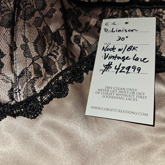 NWT XL Elegant Handmade Lace Over Steel Boned Corset 30" - Picture 6 of 15